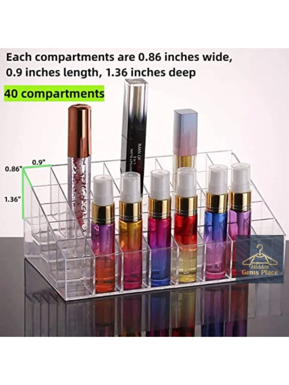 Clear Acrylic 40 Grid Lipstick Holder Organizer Display Case for Makeup Storage